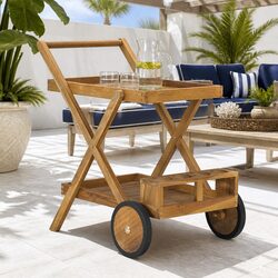 Tea Trolley Kitchen Dining Serving Cart Storage Trolley with Wine Glass Holder