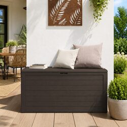 Garden Storage Box Brown Outdoor Patio Deck Furniture Cushion Blanket Pillow