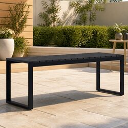 Outdoor Garden Bench 120.5 cm Black Seating Contemporary Design Iron Frame