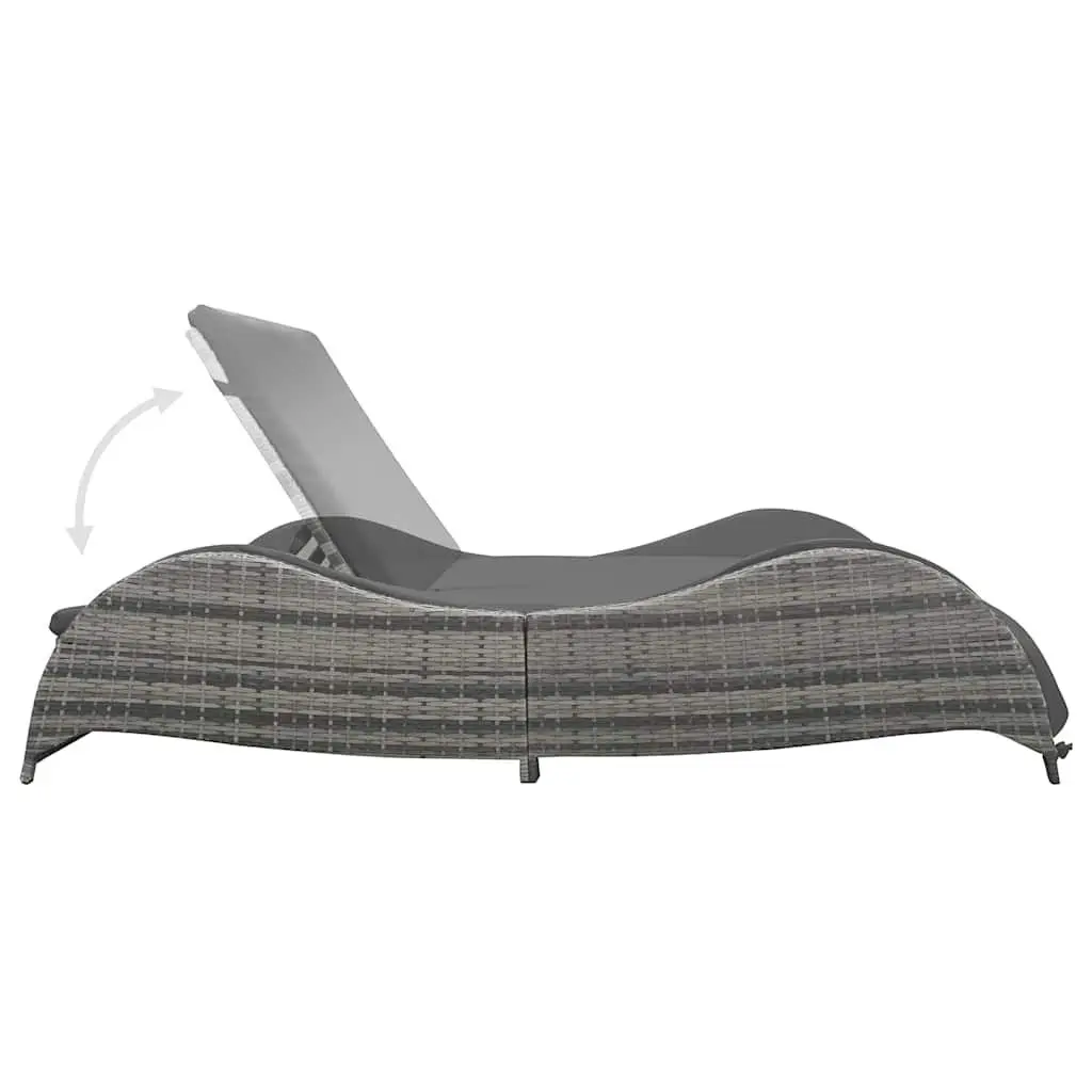 Double Sun Lounger Adjustable Backrests PE Rattan Anthracite