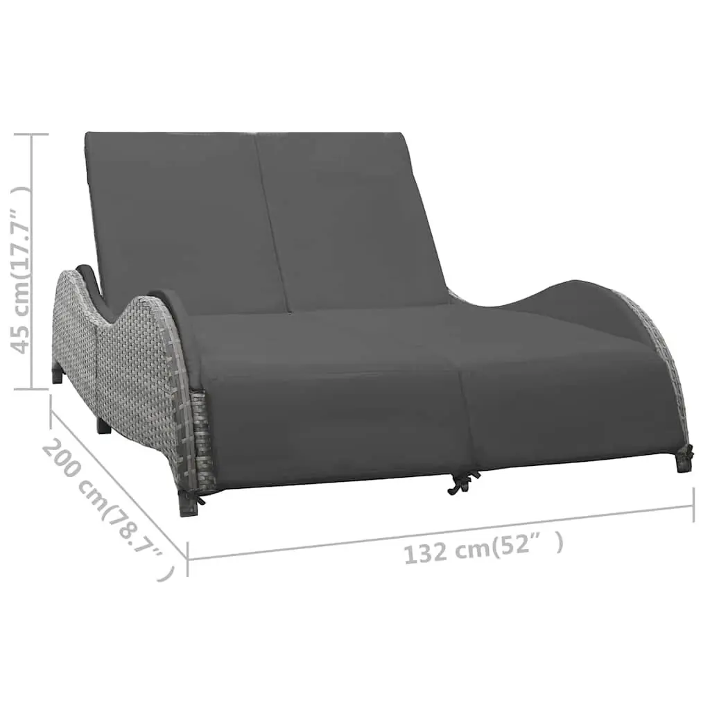 Double Sun Lounger Adjustable Backrests PE Rattan Anthracite