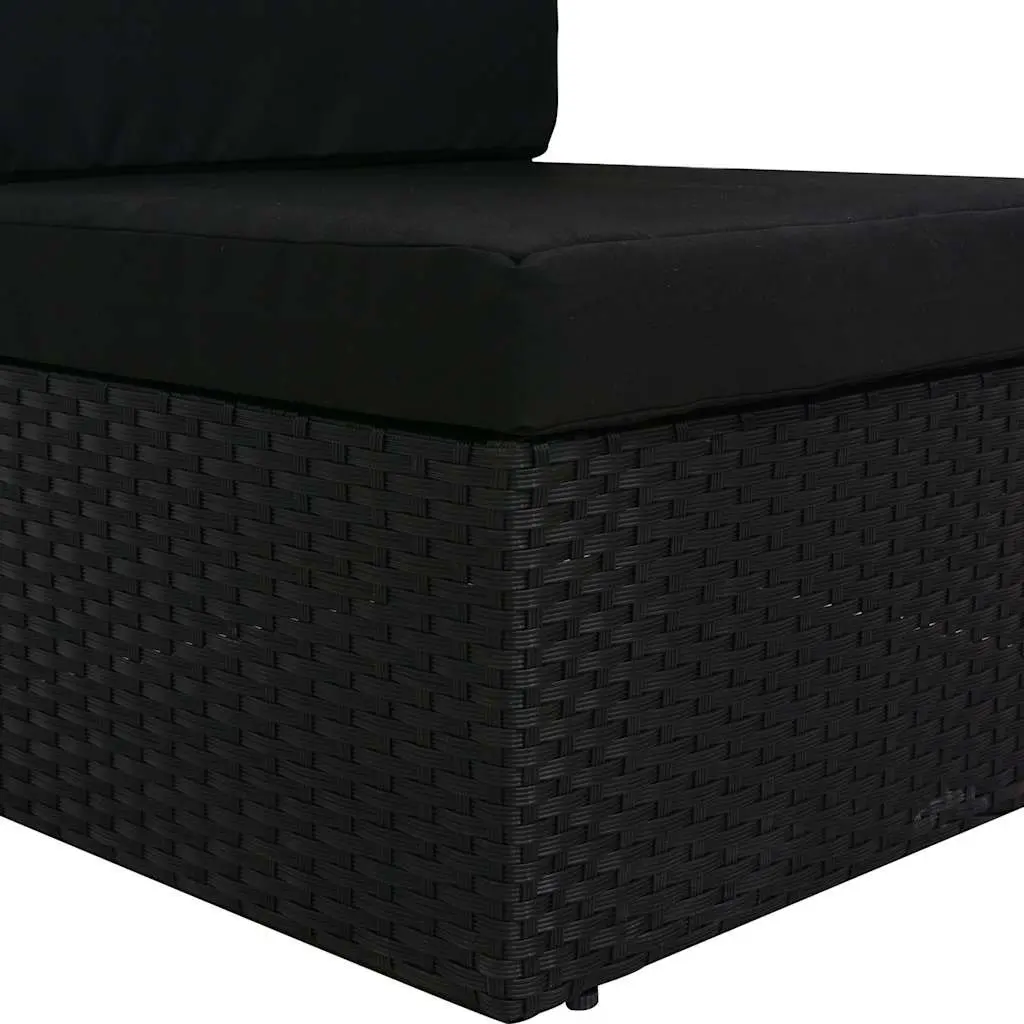 Outdoor Sectional Sofa 3-Seater Weather-resistant PE Rattan Black