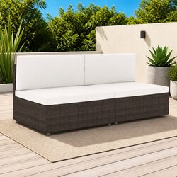 Outdoor Sectional Sofa 2-Seater PE Rattan Garden Patio Lounge Furniture Brown