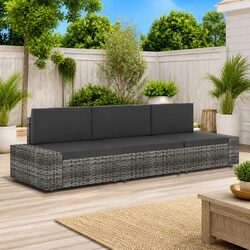 Outdoor Sectional Sofa 3-Seater Poly Rattan Grey Modular Garden Lounge Couch