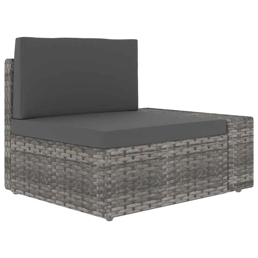 Outdoor Sectional Sofa 3-Seater Weather-Resistant PE Rattan Grey Modular Garden Lounge Couch