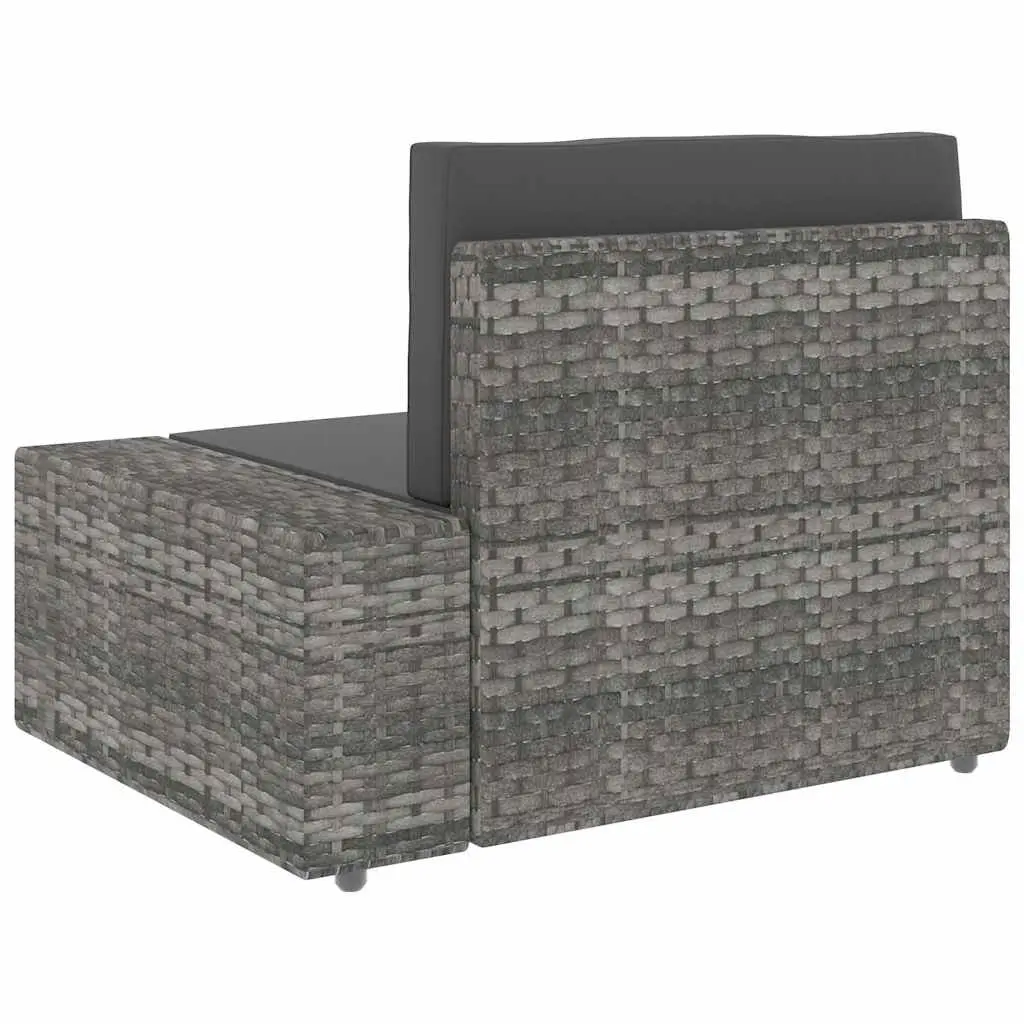Outdoor Sectional Sofa 3-Seater Weather-Resistant PE Rattan Grey Modular Garden Lounge Couch