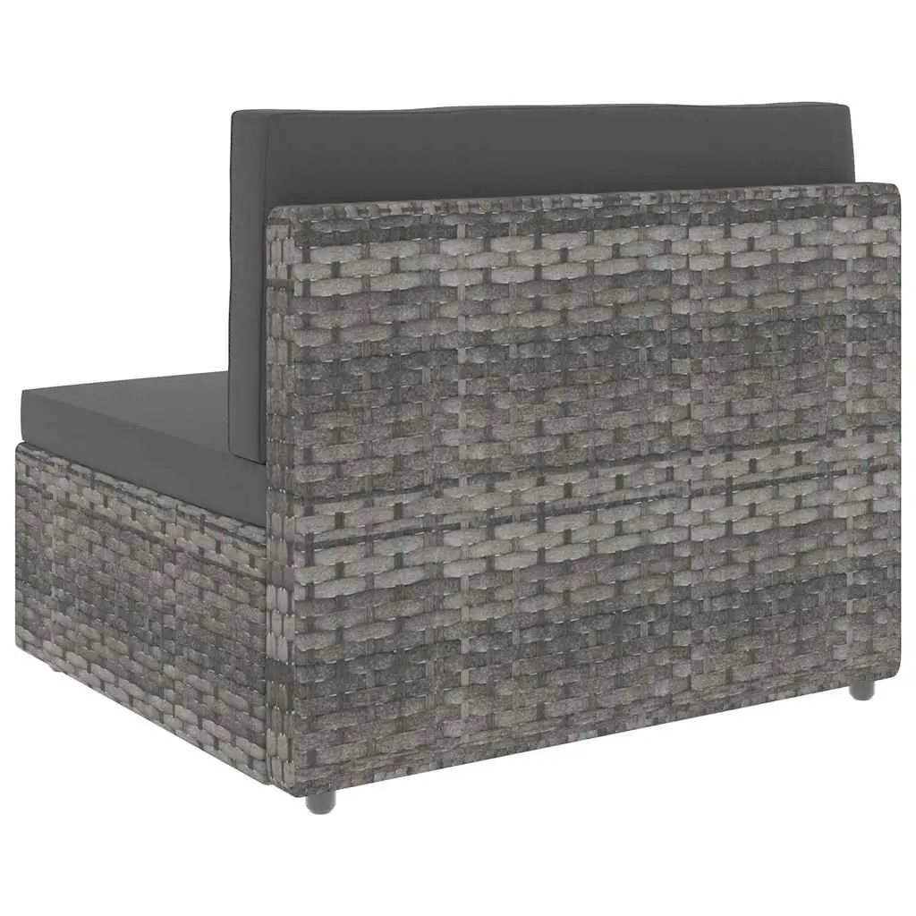 Outdoor Sectional Sofa 3-Seater Weather-Resistant PE Rattan Grey Modular Garden Lounge Couch