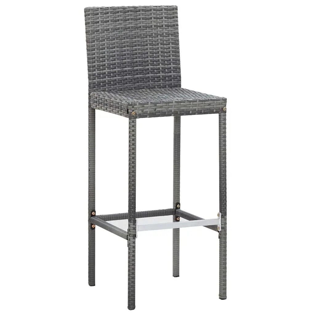 Outdoor Bar Set 7 Piece Poly Rattan Grey Garden Patio Furniture with Cushions