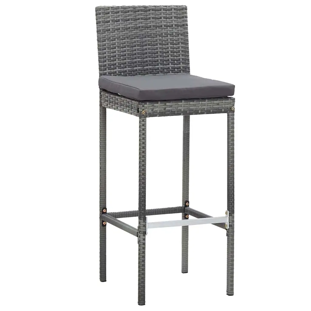 Outdoor Bar Set 7 Piece Poly Rattan Grey Garden Patio Furniture with Cushions