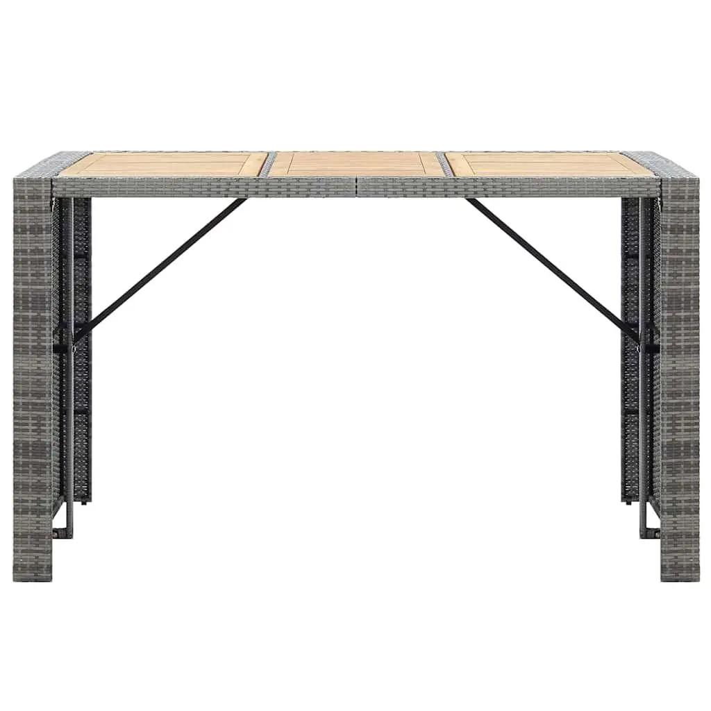 Outdoor Bar Set 7 Piece Poly Rattan Grey Garden Patio Furniture with Cushions