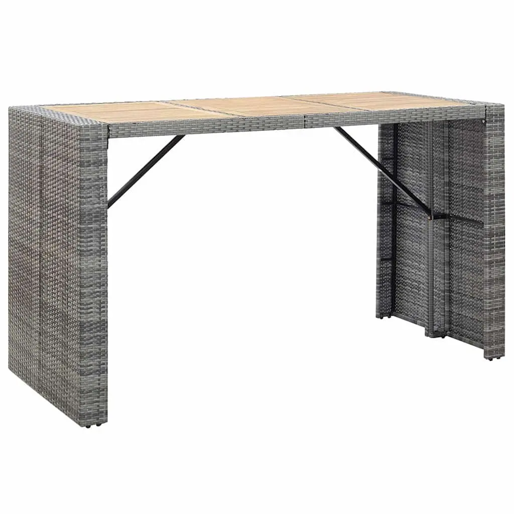Outdoor Bar Set 7 Piece Poly Rattan Grey Garden Patio Furniture with Cushions