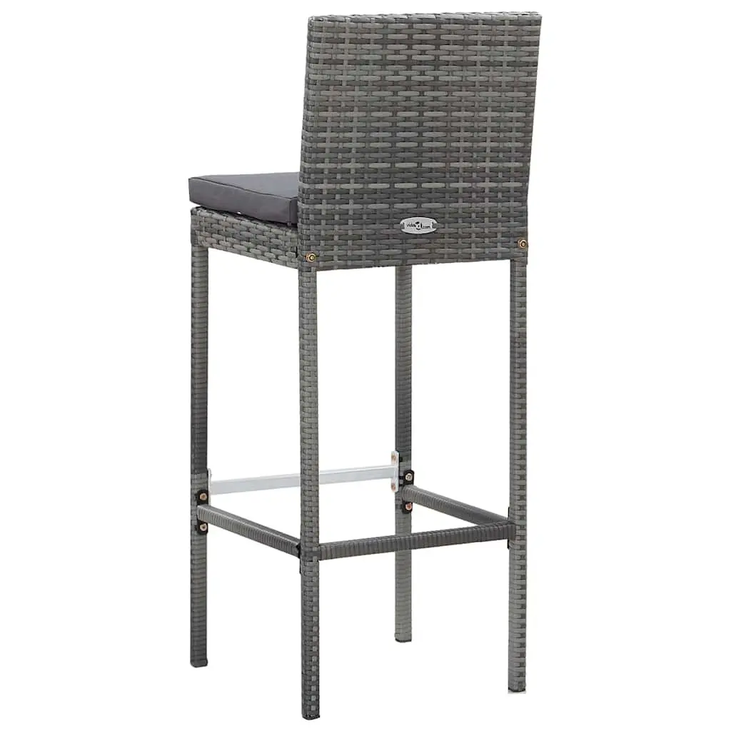 Outdoor Bar Set 7 Piece Poly Rattan Grey Garden Patio Furniture with Cushions