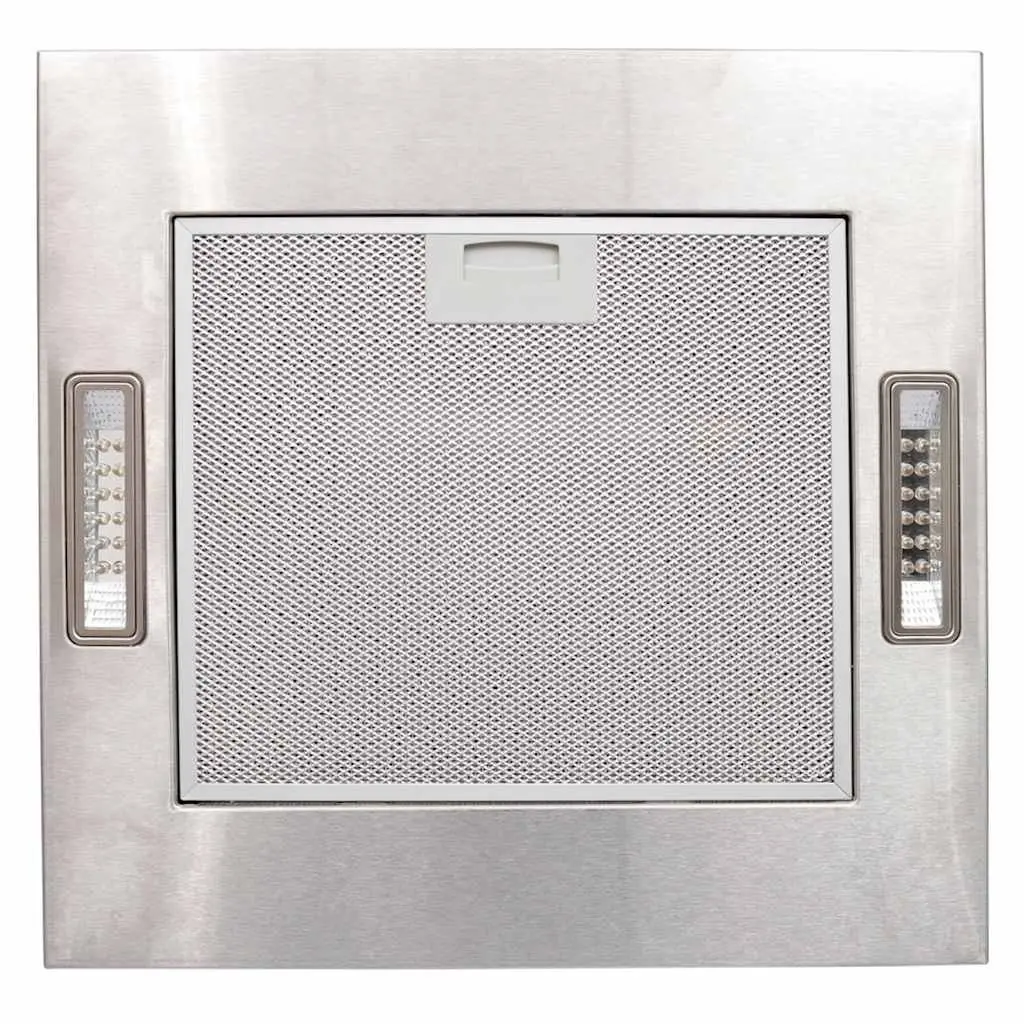 Island Mount Range Hood LCD Display Touch Control Silver