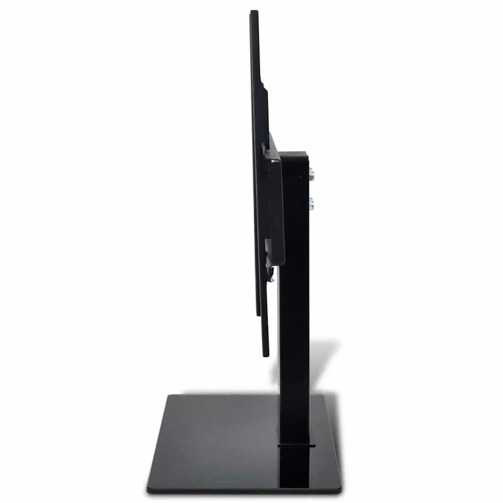 Pedestal TV Stand Height Adjustable 26-42 Inch Screen Mount Black Tempered Glass Base