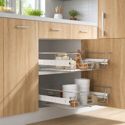 Pull-Out Wire Baskets 2 pcs Silver 600 mm Kitchen Cabinet Drawer Organiser