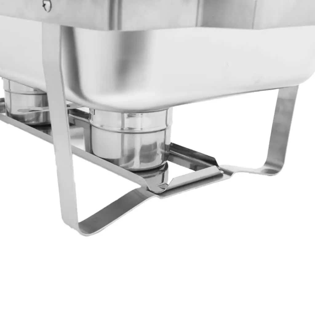 Chafing Dish Set Stainless Steel Food Warmer 2 Piece Silver