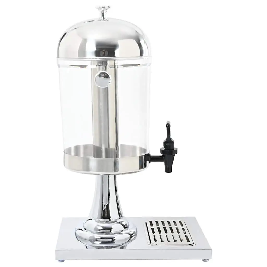 Juice Dispenser 8L with Tap Silver Beverage Server Cooling Cylinder