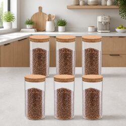 Glass Storage Jars with Cork Lids Food Containers 1100ml Set of 6 Transparent