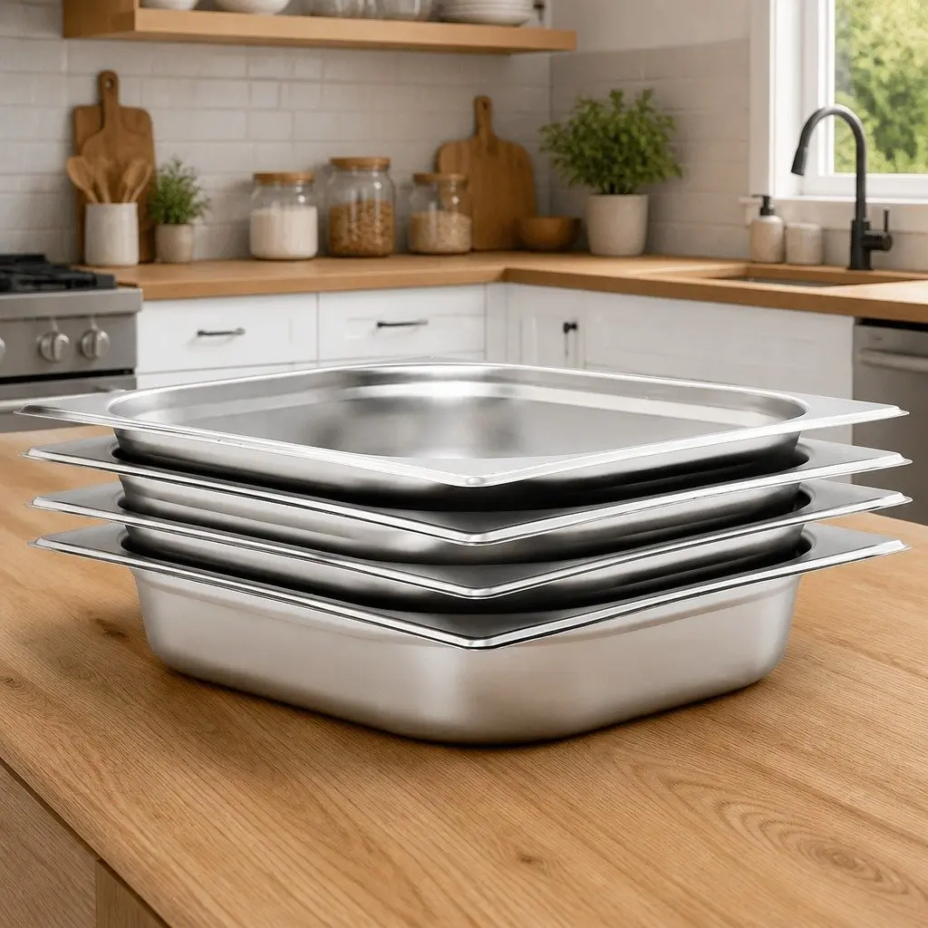 Gastronorm Containers Stackable GN 1/2 65 mm Silver Stainless Steel