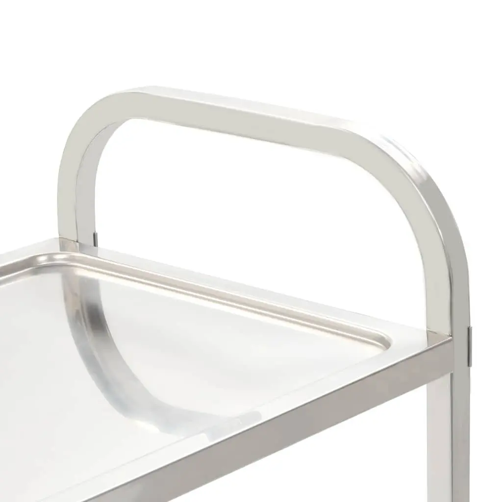 3-Tier Kitchen Trolley Stainless Steel Rolling Cart with Castors and Brakes Silver