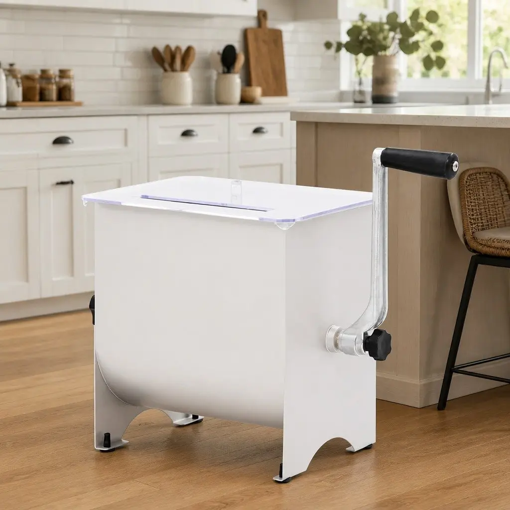 Manual Meat Mixer Stainless Steel 5kg Capacity Silver with Lid