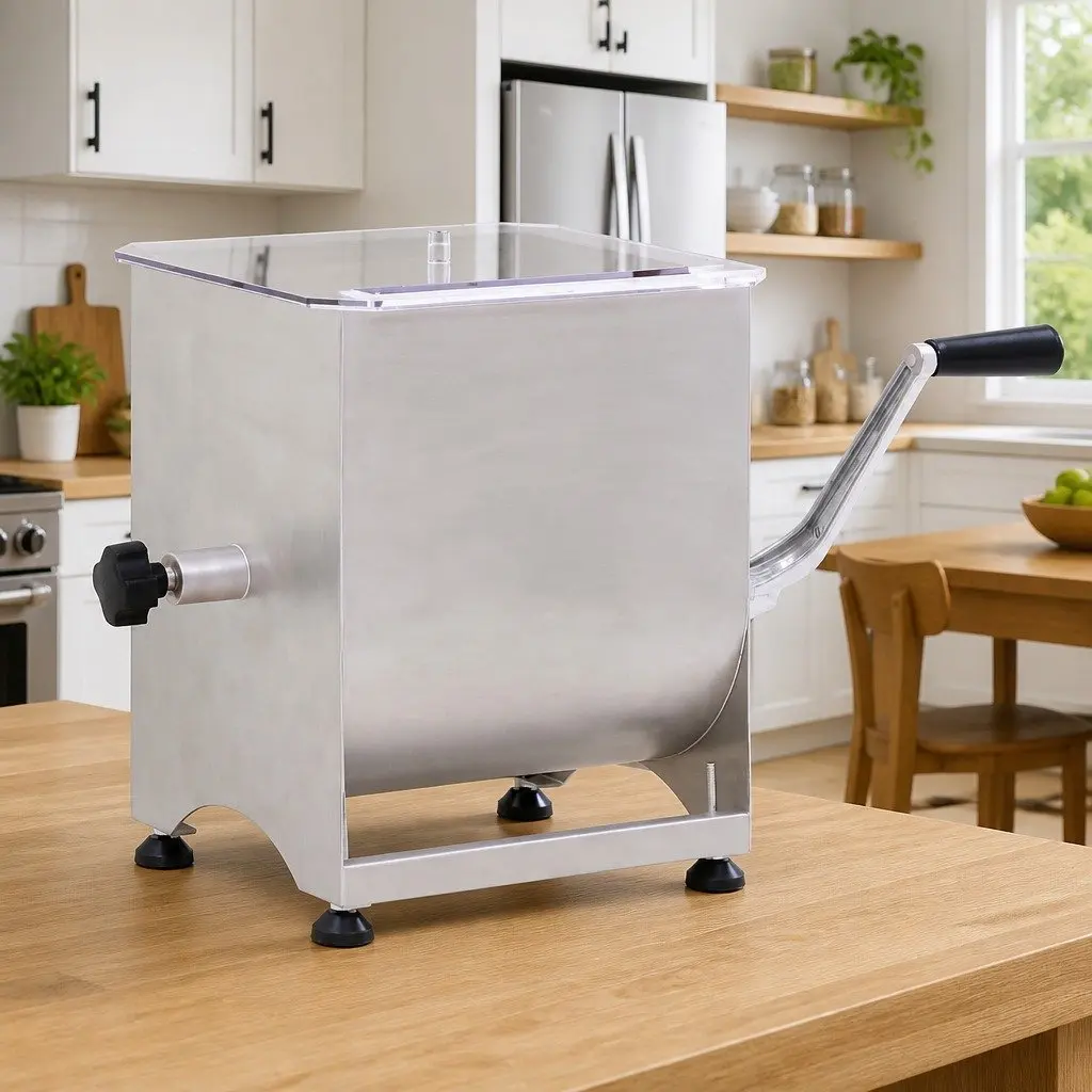 Manual Meat Mixer Stainless Steel 44 lb Capacity Gear Box Home Professional