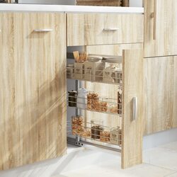 3-Tier Pull-Out Kitchen Wire Basket Storage Organiser Cupboard Rack Silver