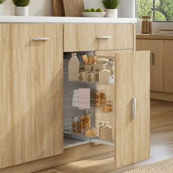 3-Tier Pull-Out Kitchen Wire Basket Storage Organiser Cupboard Shelf Rack Silver