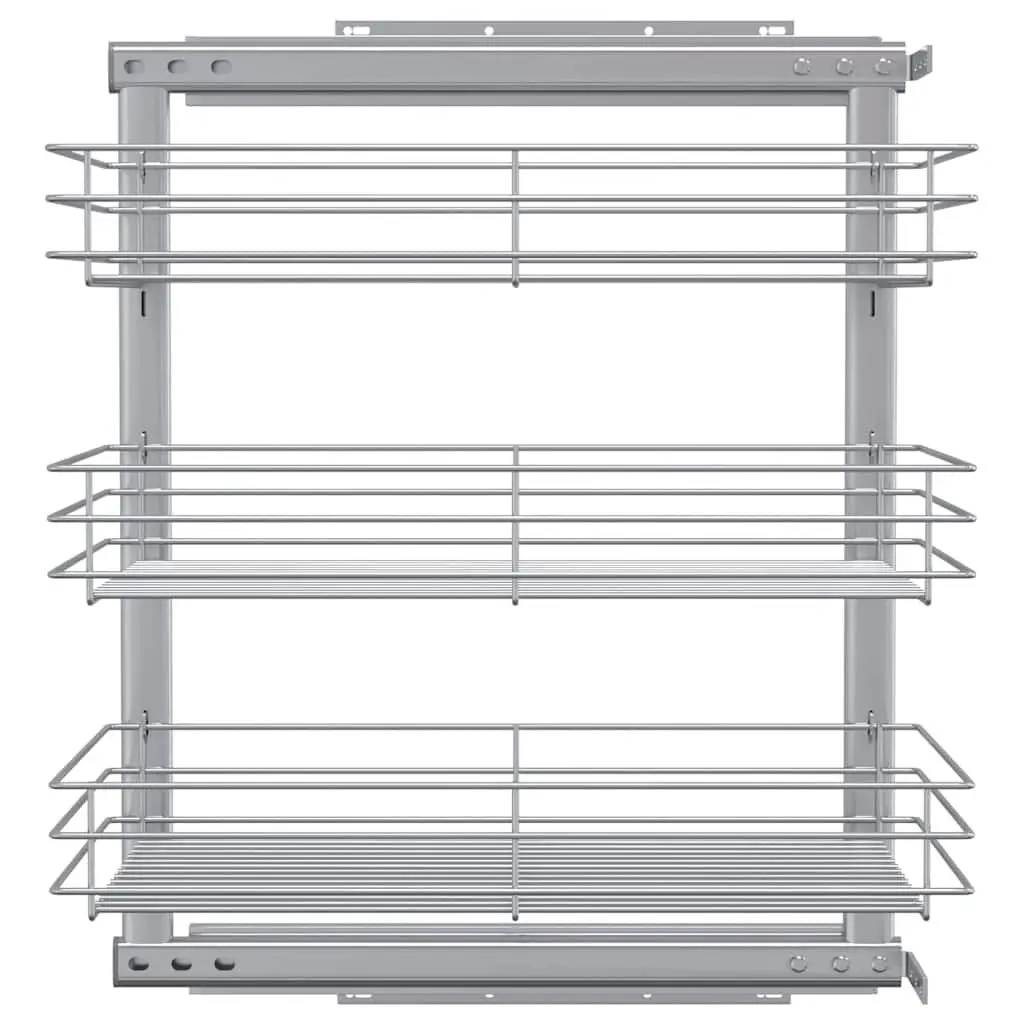 3-Tier Pull-out Kitchen Wire Basket Storage Organiser Silver