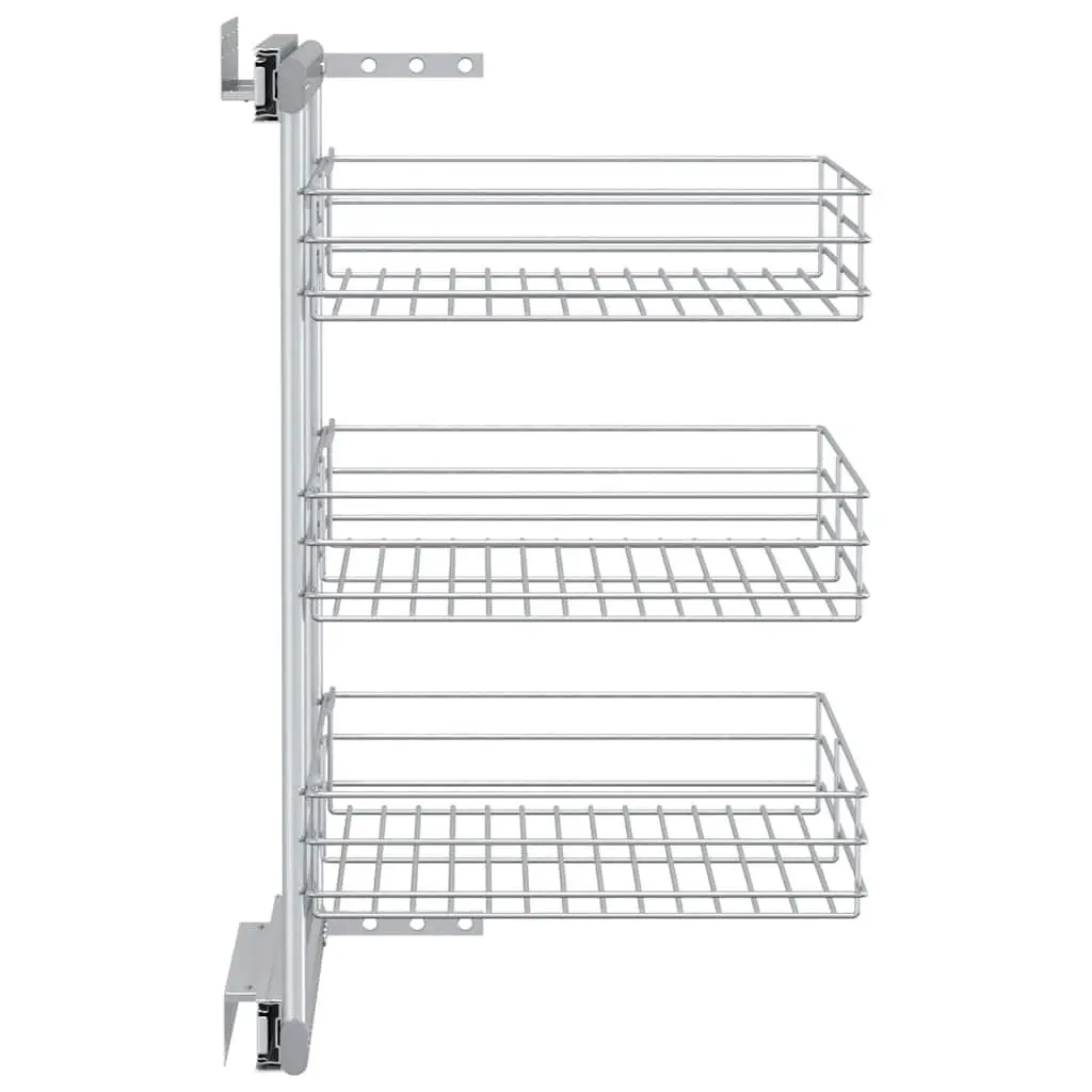 3-Tier Pull-out Kitchen Wire Basket Storage Organiser Silver