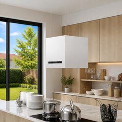Island Range Hood 37cm Hanging Extractor Touch Sensor LCD Stainless Steel