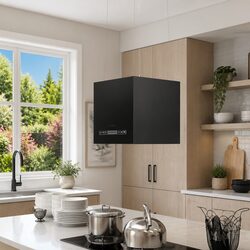 Island Range Hood 37cm Ceiling Mounted Kitchen Extractor Touch Sensor LCD Black