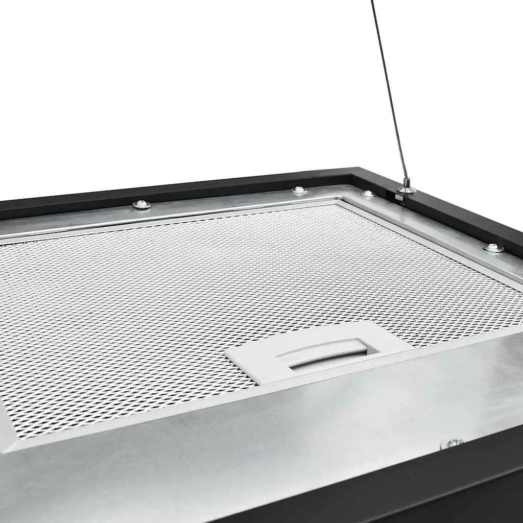 Island Range Hood Ceiling Mounted 37cm Touch Sensor LCD Black