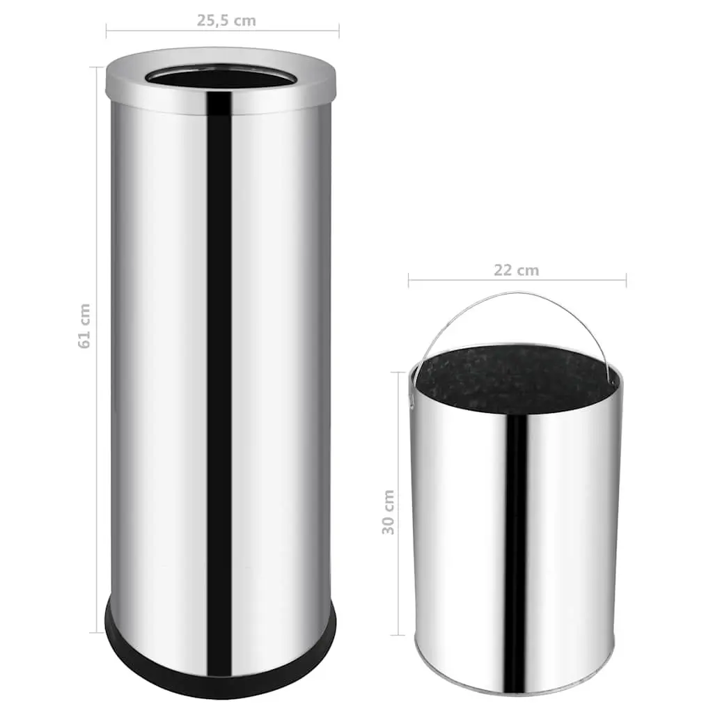 Stainless Steel Waste Bin 32L Silver Rubbish Container