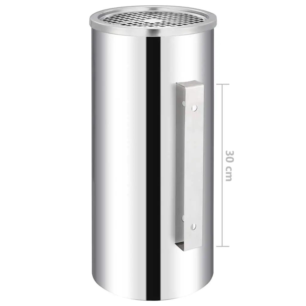 Wall Ashtray Dustbin 26L Stainless Steel Wall Mounted Smoking Accessories Silver