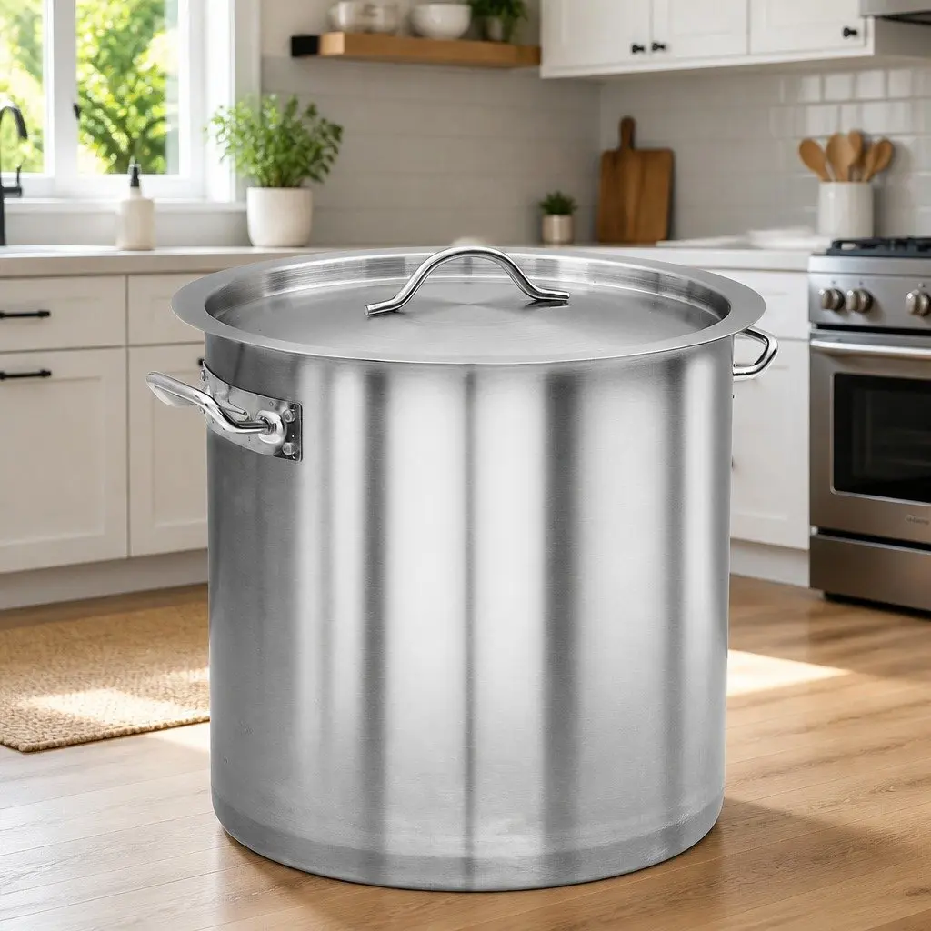 Stock Pot Large Capacity 26L Stainless Steel Kitchen Cookware Silver
