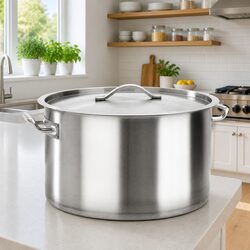 Stock Pot 44L Stainless Steel Large Catering Cooking Pot Commercial Kitchen