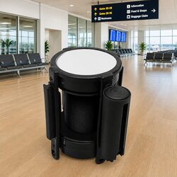 Retractable Belt Barrier 200cm Black Queue Control Crowd Safety Stanchion System
