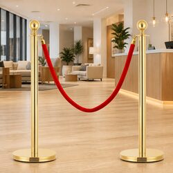 Velvet Stanchion Rope Red Crowd Control Barrier Queue Line Safety Post Stand