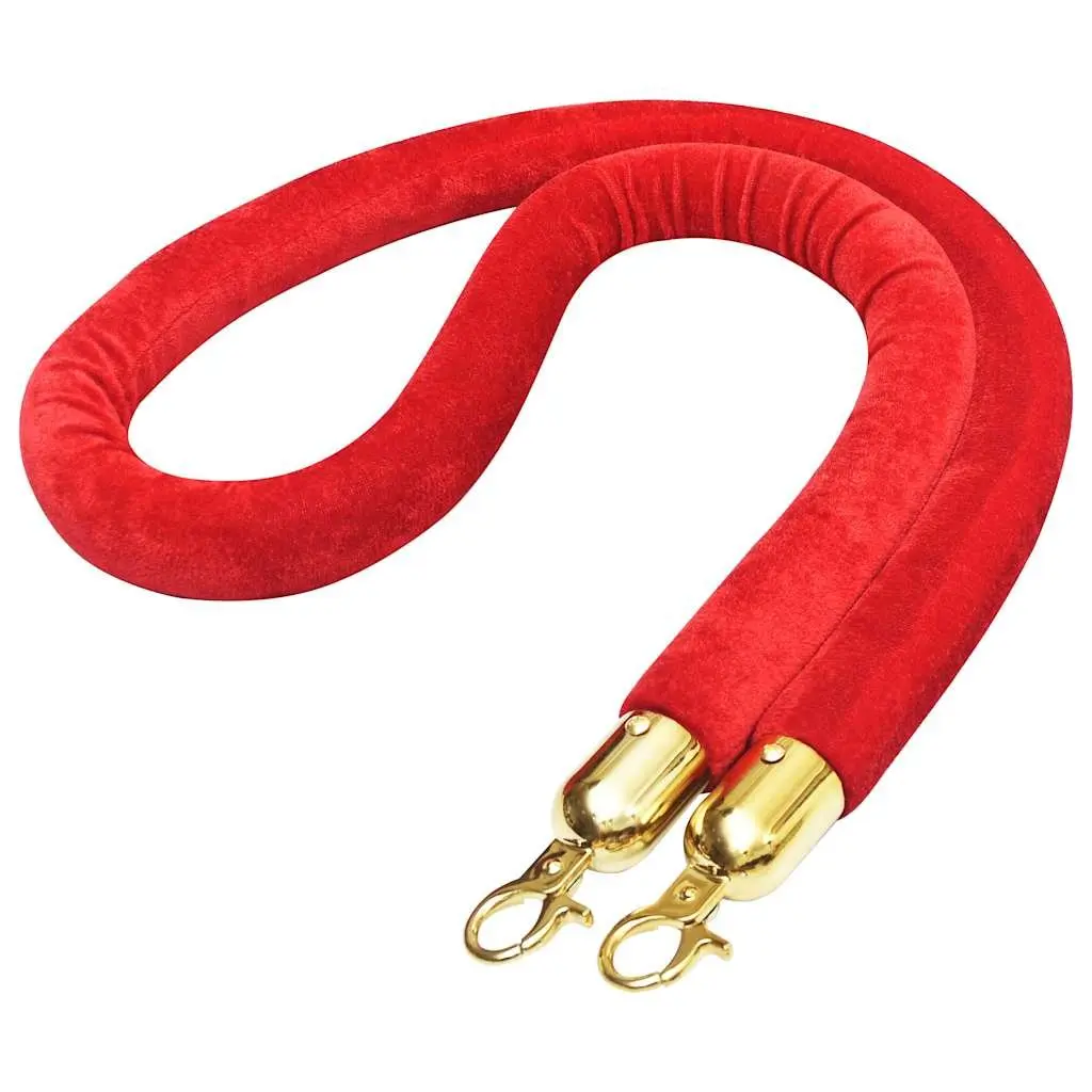 Velvet Stanchion Rope Red Crowd Control Barrier Queue Management Foam Core