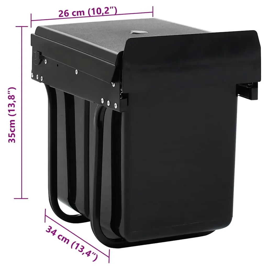 Kitchen Cupboard Pull-Out Waste Bin Soft-Close 20L Black Rubbish Container