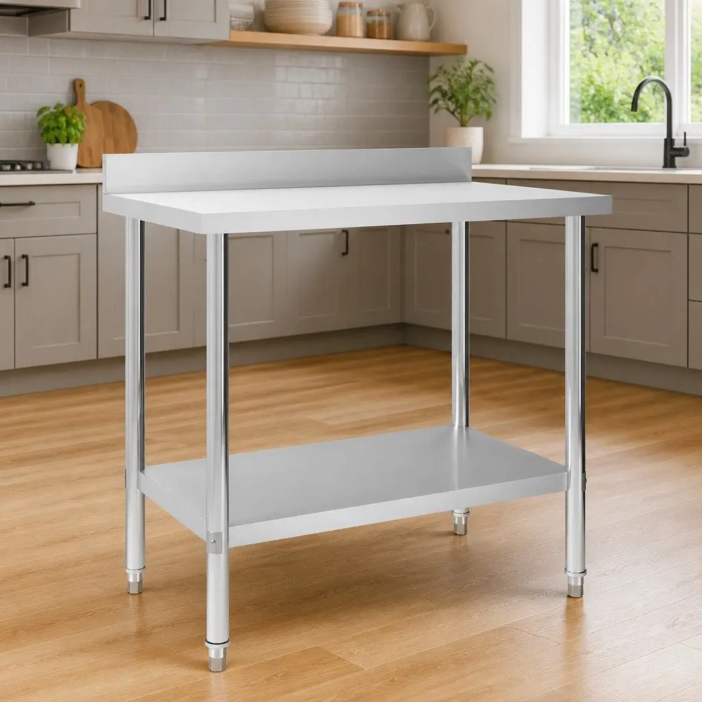 Commercial Kitchen Work Table Stainless Steel Backsplash 100x60x93cm