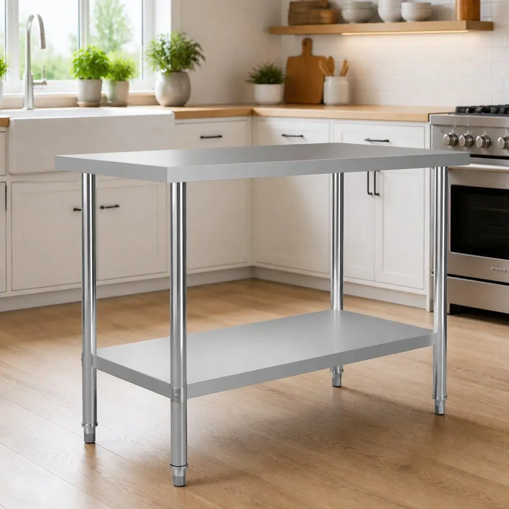 Stainless Steel Work Table Heavy Duty Food Prep Commercial Kitchen 120 x 60 x 85 cm
