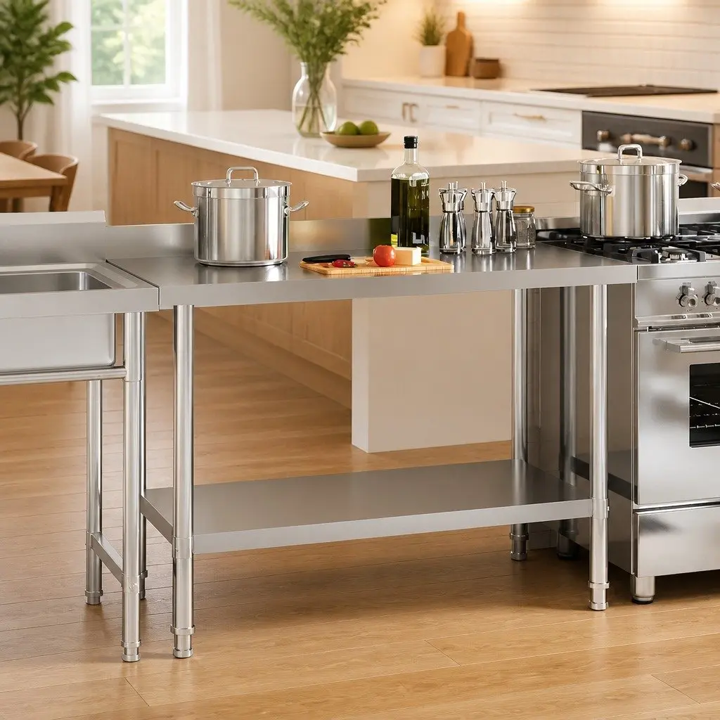 Stainless Steel Work Table Heavy Duty Commercial Food Prep Station 120x60x93cm