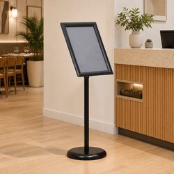 A3 Pedestal Poster Stand Floor Display Adjustable Black Aluminium Alloy Frame