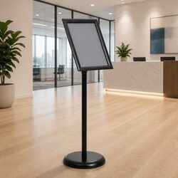 A4 Pedestal Poster Stand Floor Display Black Aluminium Alloy Retail Signage