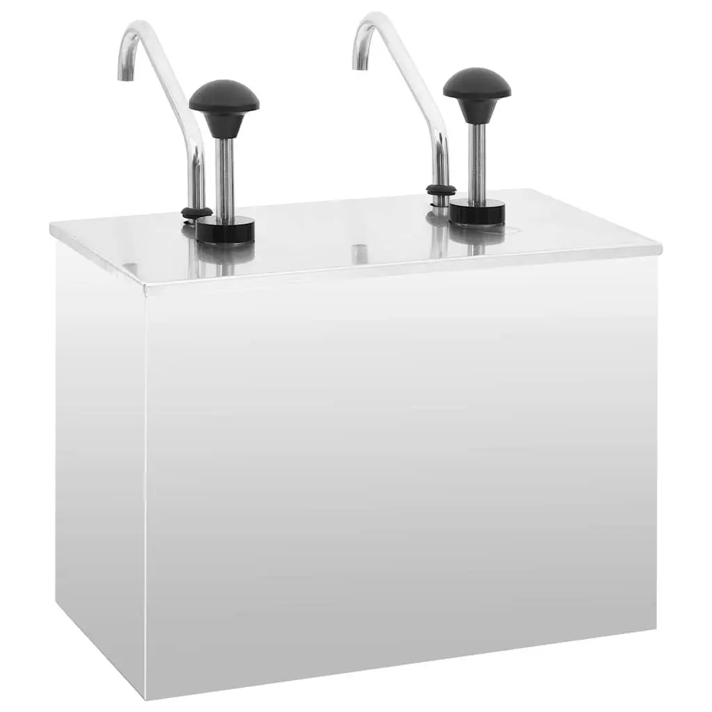 Sauce Dispenser Pump Action Stainless Steel 2 x 3.5L Silver