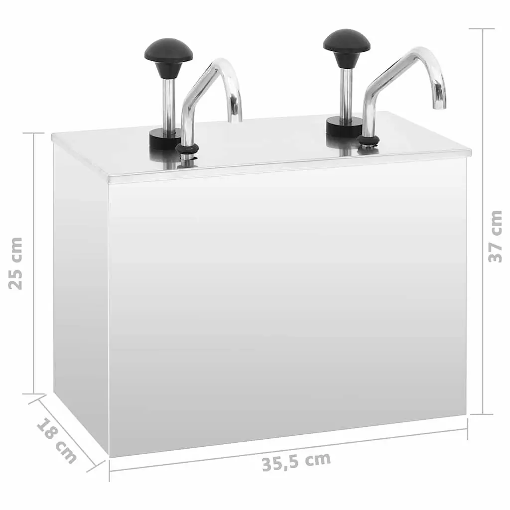Sauce Dispenser Pump Action Stainless Steel 2 x 3.5L Silver