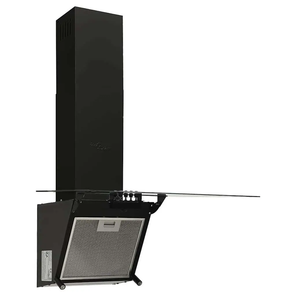 Wall Range Hood 60cm Kitchen Extractor Cooker Hood Black Tempered Glass