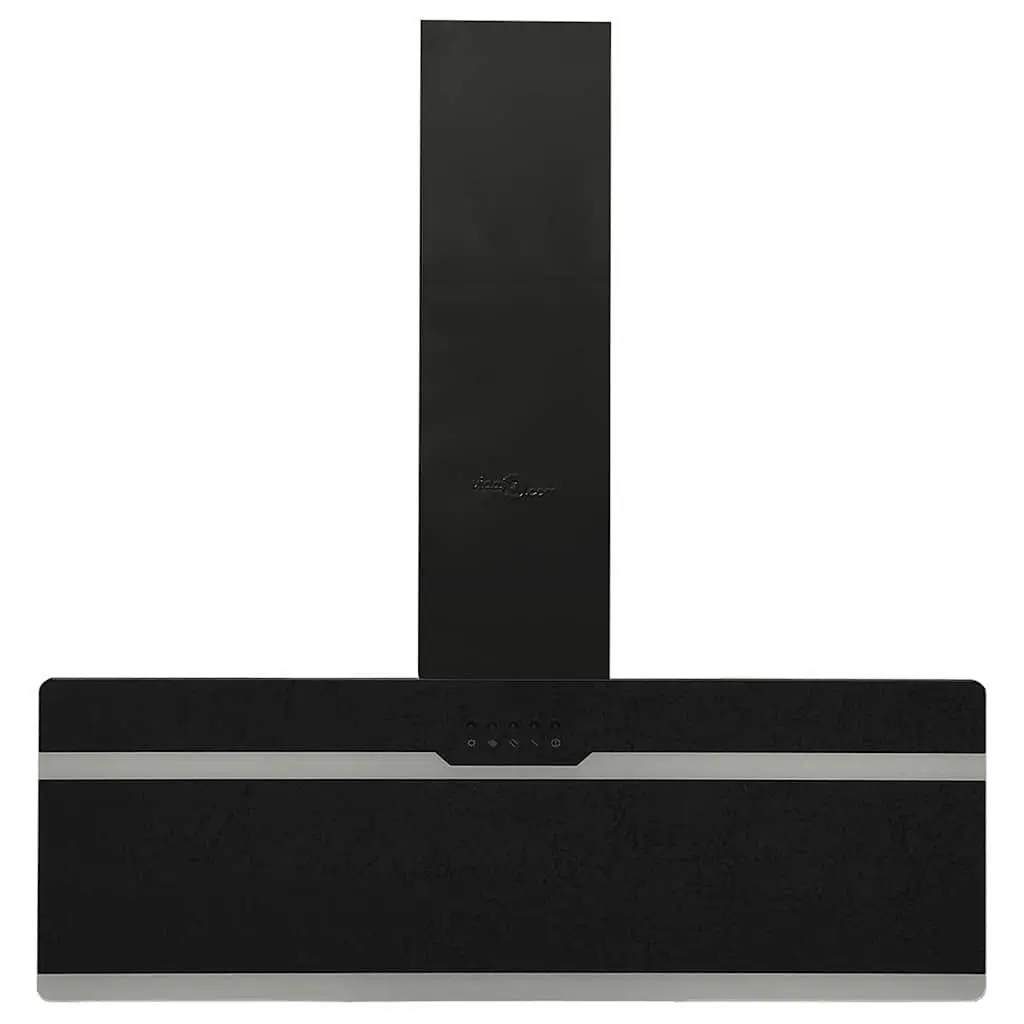Wall Range Hood 90cm Black Tempered Glass 297m³/h Extraction Capacity LED Lamp